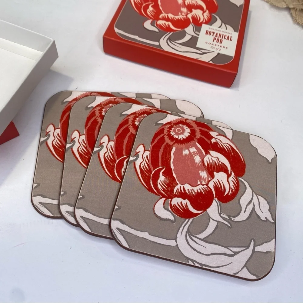 Two Sets of Williams-Sonoma Botanical Pod Poppy Coasters NIB 8 Total